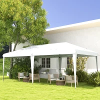 Outsunny Pop Up Gazebo 3 x 6m, Foldable Canopy Tent, Height Adjustable Wedding Awning Canopy w/ Carrying Bag, White(m-10)