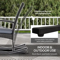 Outsunny Outdoor PE Rattan Rocking Chair Set of 2, Garden Rocking Chair Set with Armrest and Cushion, Grey(m-7)