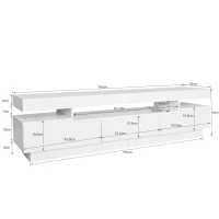 Meuble TV à roulettes avec finition brillante et bande LED blanche, Blanc(m-3)