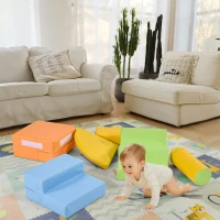 Ensemble de 6 grands blocs de construction pour jouer et grimper avec échelle et toboggan pour enfants d'âge préscolaire et bébés, blocs doux, Coloré(m-9)