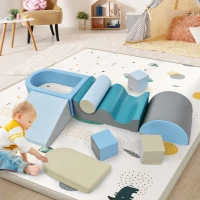 Ensemble de 9 Blocs de Jeu Souples pour Enfants, Bleu(m-7)