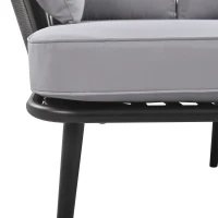 Ensemble salon de jardin modulable avec canapé, 2 fauteuils et chaise longue d'extérieur, coussins amovibles et lavables, Gris(m-4)