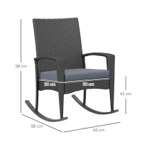 Outsunny Outdoor PE Rattan Rocking Chair Set of 2, Garden Rocking Chair Set with Armrest and Cushion, Grey(m-3)