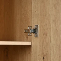 Vitrine moderne avec éclairage LED, étagères polyvalentes, grand espace de rangement, plateau en verre, Bois naturel(m-6)