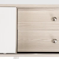 Meuble TV mobile à roulettes avec 2 tiroirs, 2 portes coulissantes, 160x40x58 cm, Blanc(m-6)