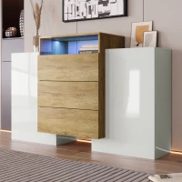Crédence Moderne 140 cm avec LED Multicolore, Naturel(m-4)
