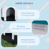 PawHut Plastic Dog Kennel with Windows, for Garden Patio, Medium and Large Dogs, 101 x 88 x 99cm - Blue(m-7)