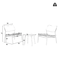 Ensemble Bistro 3 Pièces en Aluminium et Rotin PE pour Balcon, Résistant aux Rayons UV, Charge 150 kg, Beige(m-3)