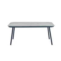 Set mobilier de grădină 7 locuri din PE-ratan și oțel zincat, măsuță cu blat din sticlă temperată cu efect lemn, perne lavabile, Gri(m-6)