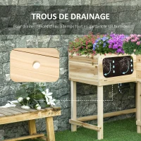 Outsunny Jardinière sur Pieds Potager d'angle dim. 122L x 91l x 81H cm Inserts d'irrigation + Feutre de Drainage Inclus Bois Sapin pré-huilé(m-5)