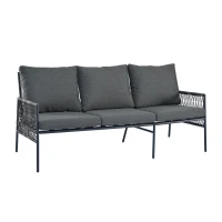 Set mobilier de grădină 7 locuri din PE-ratan și oțel zincat, măsuță cu blat din sticlă temperată cu efect lemn, perne lavabile, Gri(m-5)