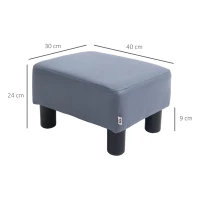 HOMCOM Microfiber Cloth Footstool Footrest Small Seat Foot Rest Chair Ottoman Home Office with Legs 40 x 30 x 24cm Grey(m-3)