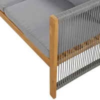 Set de grădină din rattan sintetic cu perne confortabile, canapea dublă, 2 fotolii și masă pentru exterior, Gri(m-4)