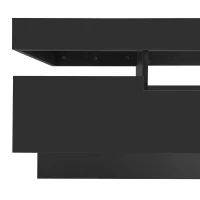 Meuble TV mobile à roulettes avec finition brillante et bande LED noire, Noir(m-6)