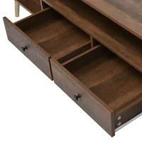 Meuble TV Vintage mobile avec 2 portes, 2 tiroirs et étagère de rangement, style Country, Naturel(m-5)