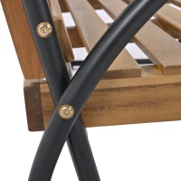 Ensemble de Salon de Jardin 4 Places en Acier Galvanisé et Bois d'Acacia, Canapé, 2 Chaises et Table, Naturel+gris(m-5)