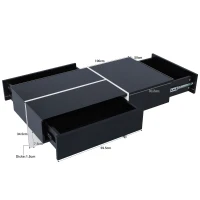Table basse à blocs relevable avec système d'éclairage LED contrôlé par application, Noir(m-3)