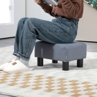 HOMCOM Microfiber Cloth Footstool Footrest Small Seat Foot Rest Chair Ottoman Home Office with Legs 40 x 30 x 24cm Grey(m-7)