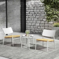 Ensemble Bistro 3 Pièces en Aluminium et Rotin PE pour Balcon, Résistant aux Rayons UV, Charge 150 kg, Beige(m-1)