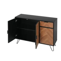 Meuble TV Scandinave avec Rangement et Poignées Coordonnées, Pieds en Fer 90x72x30 cm, Naturel(m-10)