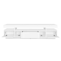 Meuble TV à roulettes avec finition brillante et bande LED blanche, Blanc(m-9)