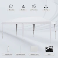 Outsunny Pop Up Gazebo 3 x 6m, Foldable Canopy Tent, Height Adjustable Wedding Awning Canopy w/ Carrying Bag, White(m-6)