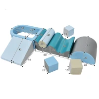 Ensemble de 9 Blocs de Jeu Souples pour Enfants, Bleu(m-3)