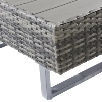 Ensemble de Salon de Jardin en Poly-Rotin pour 4-5 Personnes avec Canapé d'Angle, Table et Coussins, Revêtements Lavables, Gris(m-4)