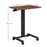 Vinsetto Stehpult Stehtisch, Laptoptisch, höhenverstellbar, 4 Rollen, 65 cm x 48 cm x 108 cm, Braun + Schwarz(m-3)