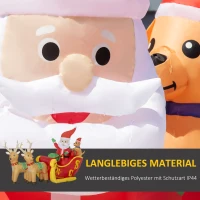 Outsunny 150cm Self-nadmuchiwany Święty Mikołaj z sankami i psami z diodą LED(m-5)