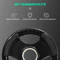 SPORTNOW Hantelscheibe, 2er-Set, 10 kg pro Scheibe, drei Griffe, bodenschonender Gummimantel, Metall(m-6)