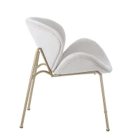 Set di 2 Sedie Imbottite in tessuto effetto velluto con Gambe in Metallo Dorato, Beige(m-9)