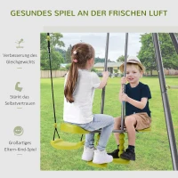 HOMCOM Kinderschaukel Doppelschaukel Gartenschaukel Schaukelgerüst Schaukelset mit Metallgestell Wippe 3–10 Jahre bis 3 Kinder(m-4)