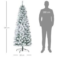 HOMCOM künstlicher Weihnachtsbaum mit LED-Leuchten Christbaum Tannenbaum PVC Metall Grün+Weiß Ø60 x 180 cm(m-3)