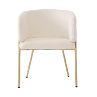 Juego de 2 Sillas de Comedor Acolchadas en Piel de Conejo Artificial y Patas de Metal Beige(m-7)