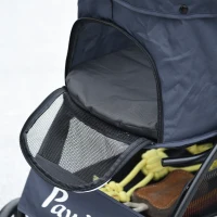 PawHut Hondenbuggy, Opvouwbaar, 1 Mand, 1 Kussen, 1 Zijvak, 81 cm x 48 cm x 99 cm, Marineblauw(m-9)