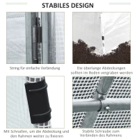 Outsunny Foliengewächshaus begehbares Gewächshaus 287 x 292 x 195 cm Gartentunnel Folientunnel Tunnelgewächshaus Treibhaus Garten Metall Weiß(m-7)