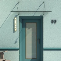 HOMCOM Glazen luifel voordak huisdeur roestvrije staal gehard glas 150X90 cm(m-4)