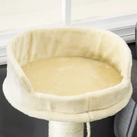 PawHut Kattenboom met krabpaal en kattenbed, inclusief kattenspeelgoed, 55 x 55 x 83 cm, Beige(m-8)
