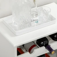 HOMCOM Weinregal mit Schrank, Weinschrank, Buffetschrank, für 9 Weinflaschen, Kiefernholz, Weiß,(m-8)