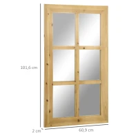 HOMCOM Spiegel in Fensteroptik 101,6 cm x 60,9 cm x 2 cm MDF-Holz Tannenholz Spiegelglas(m-3)