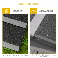 PawHut Kleintierstall kleintierkäfig mit Freigehege Meerschweinchenstall Freilaufgehege Winterfest Outdoor Tierstall Tannenholz Hellgrau 150 cm x 52,5 cm x 68 cm(m-7)