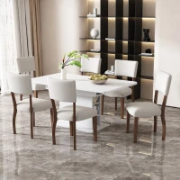 Set di 2 Sedie da Pranzo Moderne in tessuto effetto velluto Imbottite, con Schienale e Gambe in legno, Bianco(m-4)