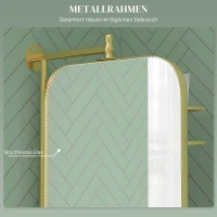 HOMCOM Badkamerspiegel met 2 Rekken, Vintage Design, 40cm x 12cm x 66cm, Goud(m-6)