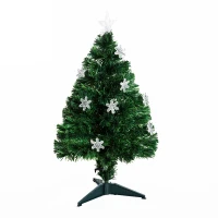 HOMCOM Weihnachtsbaum klein, Mini Christbaum, Tisch-Tannenbaum 12 LED-Lichter 90 Spitzen PVC Grün ∅45 x 90 cm(m-1)