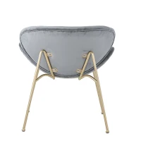 Set di 2 Sedie Imbottite in tessuto effetto velluto con Gambe in Metallo Dorato, Grigio(m-8)
