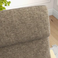 HOMCOM Fauteuil in linnenlook met hoofdsteun en armleuningen, houten frame, bruin+ naturel(m-8)