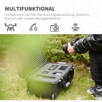 Outsunny Wertsachenkoffer mit Rollen und 2 Griffen, wasserdicht, mit Luftventil, 56 cm x 42 cm x 21 cm, Schwarz(m-7)