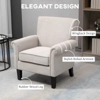 HOMCOM Fotoliu pentru Living, Stil Nordic, Tapițat cu Lemn și Poliester, Ideal pentru Living și Familie, 79x78x87 cm, Gri(m-4)