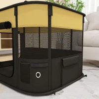 PawHut Foldable Dog Pen with Storage Bag for Indoor/Outdoor Use, Portable Pet playpen, with Ground Stakes - Yellow(m-9)